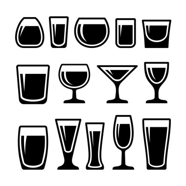 Set of drink glasses icons clipart