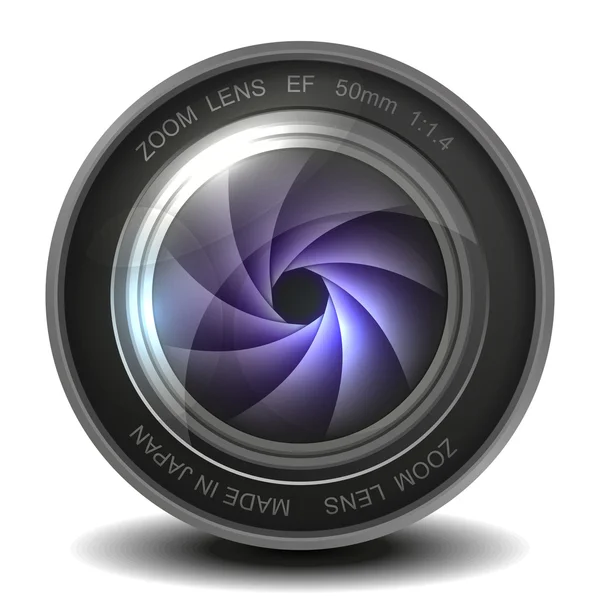Foto kameralinsen med slutare. — Stock vektor