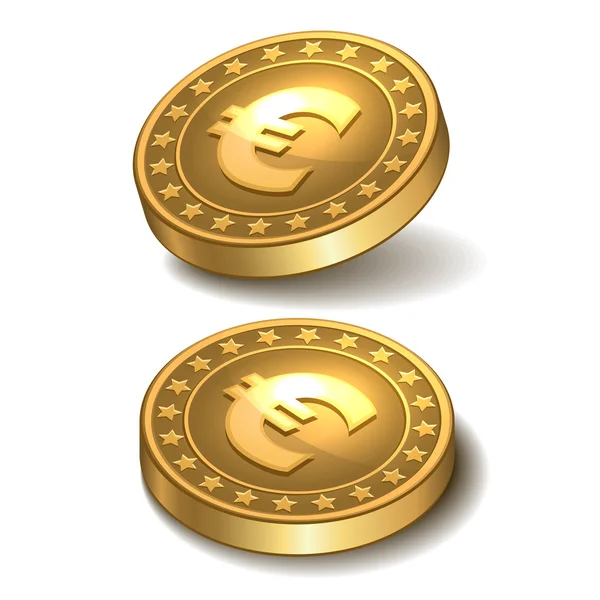 Zlatá mince s symbol měny euro. — Stockový vektor
