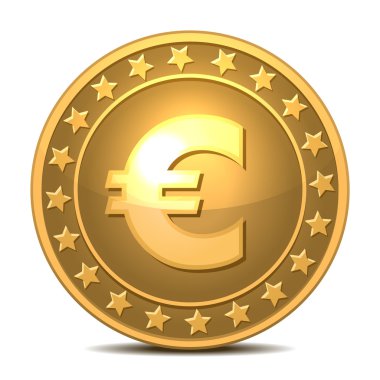 euro simgesi ile altın sikke.
