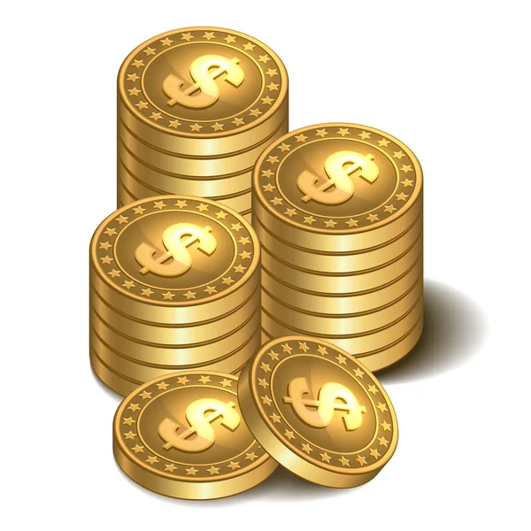 Stosy monet złotych — Wektor stockowy