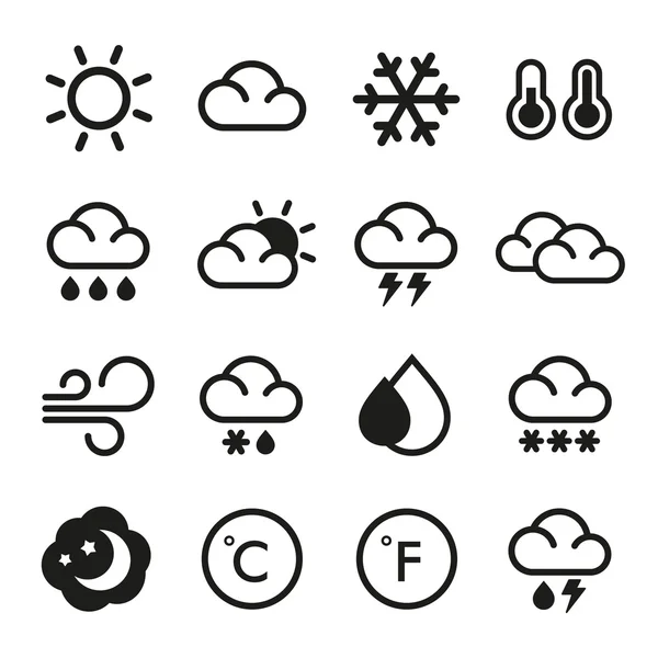 Wettersymbole mit weißem Hintergrund — Stockvektor