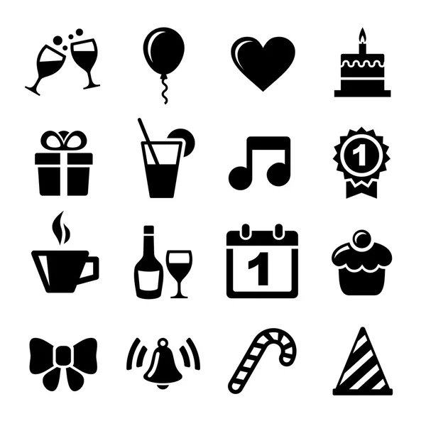 Iconos de fiesta y celebración — Vector de stock