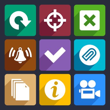 5 Multimedya düz Icons set