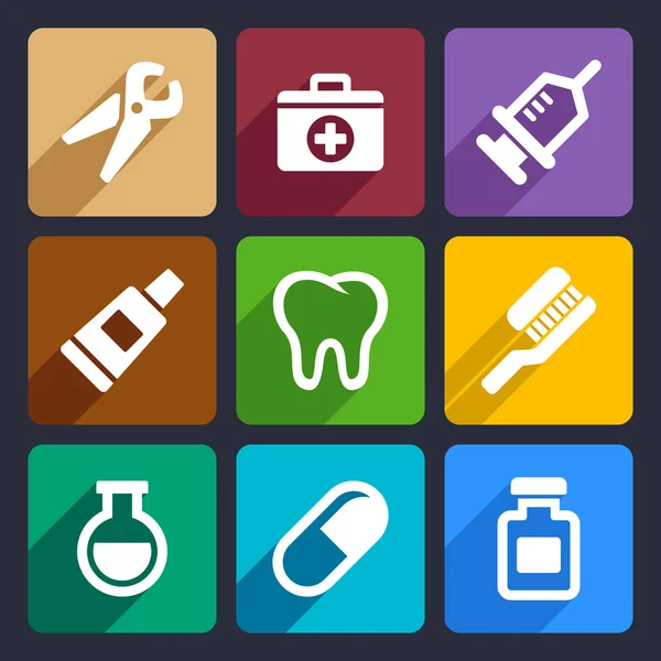 Dental flat icons set 9 — Stock Vector