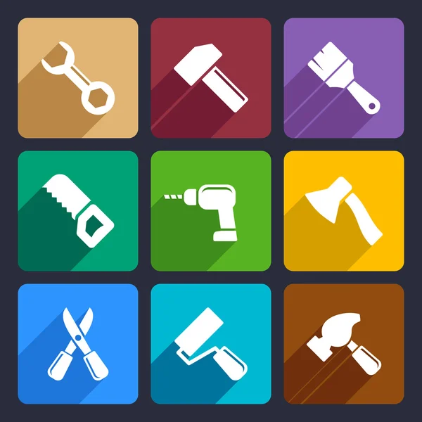 Arbeitsgeräte flaches Icon Set 13 — Stockvektor