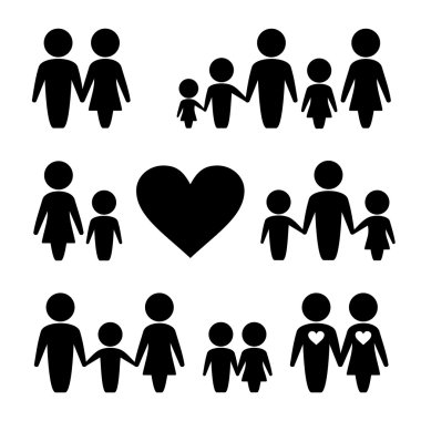 insanlar aile Icons set