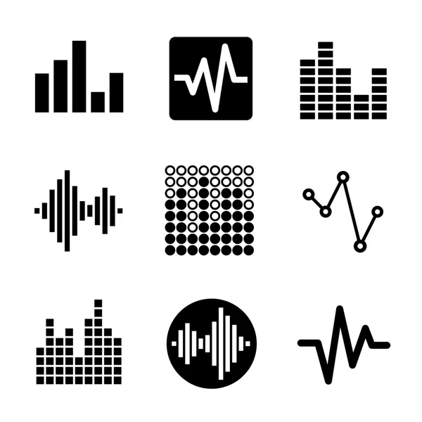 Conjunto de ícones de ondas sonoras musicais — Vetor de Stock