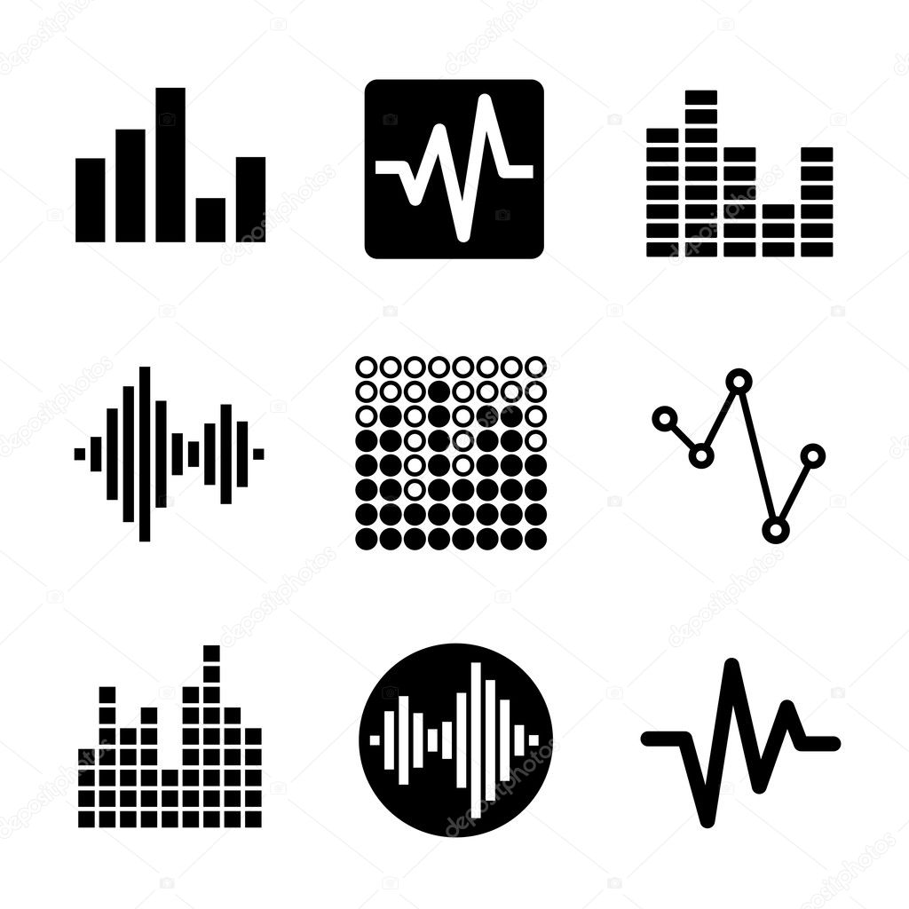 Music soundwave icons set