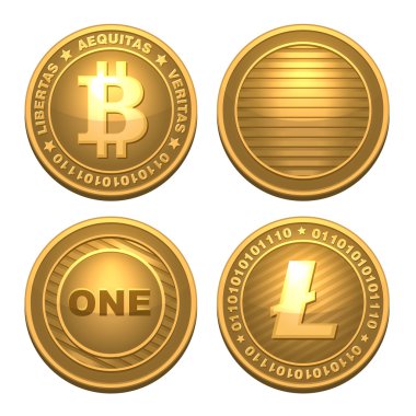 bitcoin ve litecoin üzerinde beyaz izole