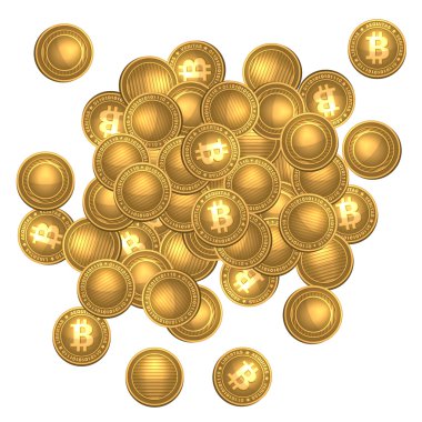 bitcoins öbek üzerinde beyaz izole