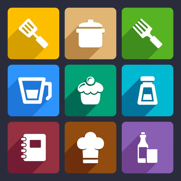 Conjunto de iconos planos de cocina 24 — Vector de stock