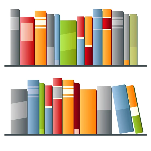 Libros en fila sobre fondo blanco — Vector de stock