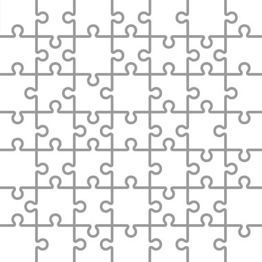 Parçalı bulmaca beyaz boş parçaları şablonu. 7 x 7 adet.