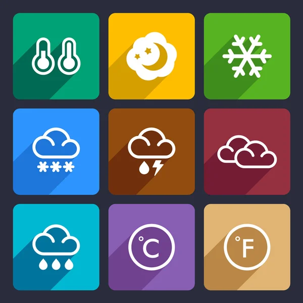 Ploché ikony počasí sady 28 — Stockový vektor