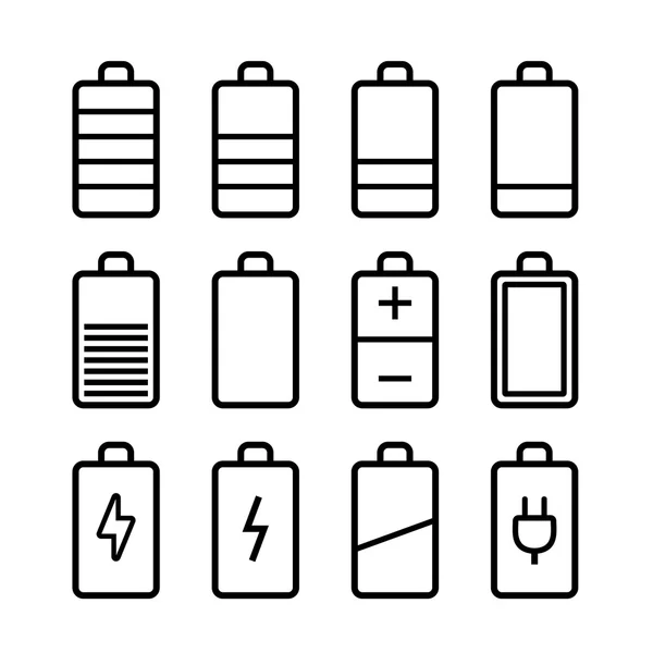 Icônes de batterie réglées dans le style ios7 — Image vectorielle