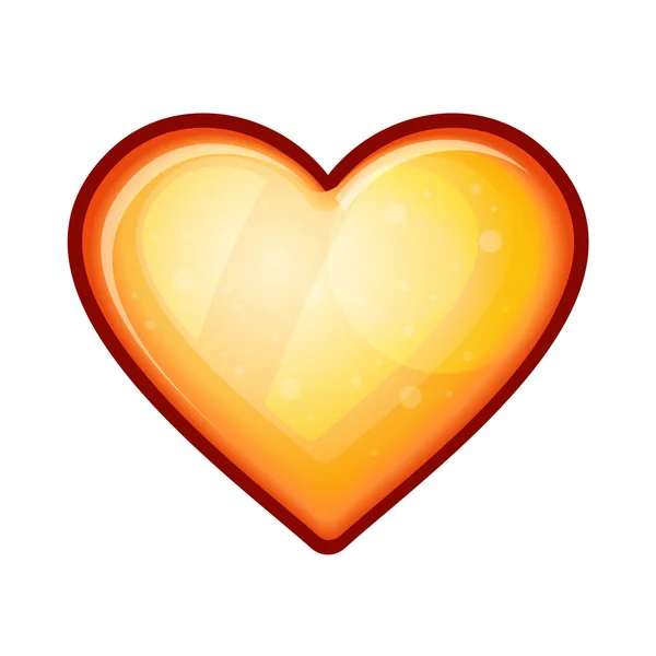 Golden shiny heart shape isolated on white — Stock Vector