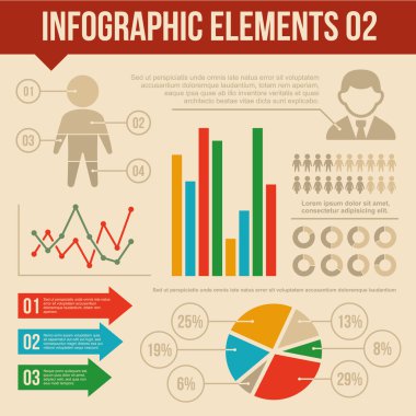 Retro infographics elemanları 2 ayarlayın. bilgi ve halka grafik diyagramı.