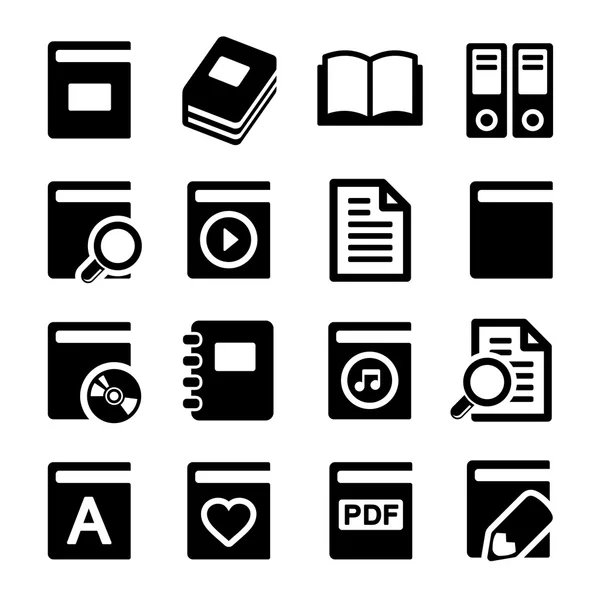 Book icons set on white background — Stock Vector