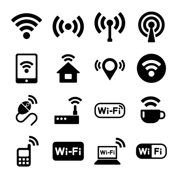 Tecnología inalámbrica, conjunto de iconos web Wi-Fi . — Archivo Imágenes Vectoriales