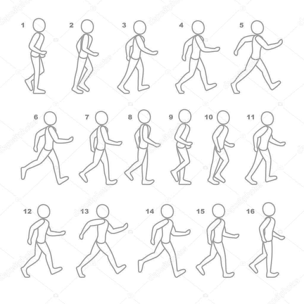 Phases of Step Movements Man in Walking Sequence for Game Animation Stock  Vector Image by ©in8finity #39756223