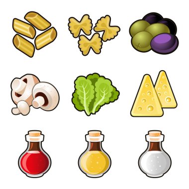 İtalyan yemeği Icon set