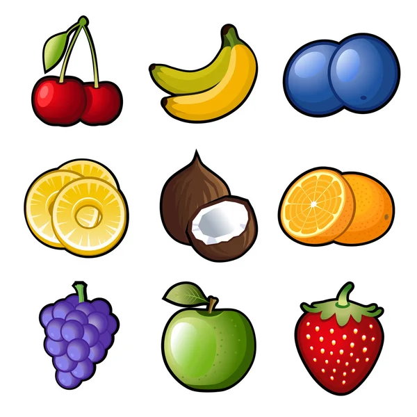集的水果图标 — 图库矢量图片