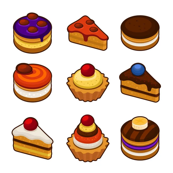 Set of cupcakes icons — Stock Vector