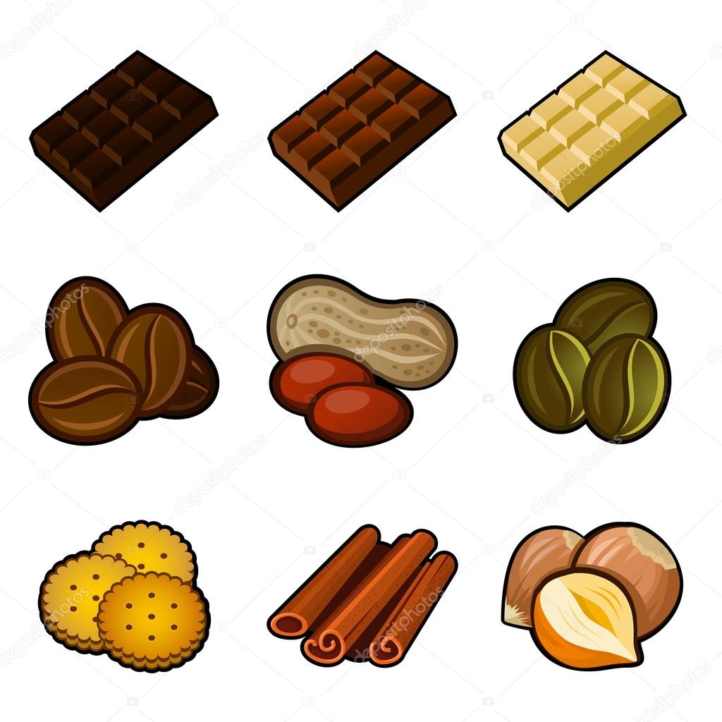 Chocolate and coffee icon set