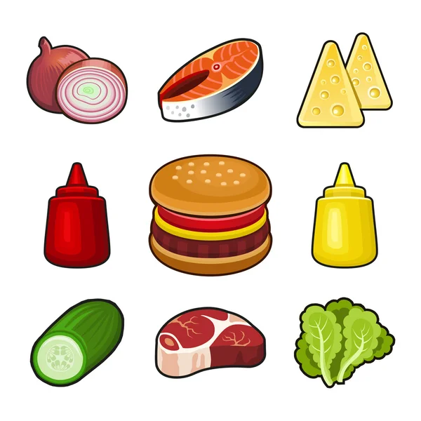 Juego de iconos de hamburguesa — Vector de stock