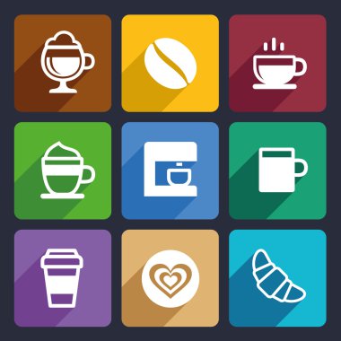 44 kahve düz Icons set