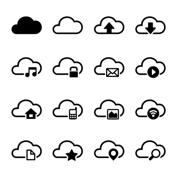 Conjunto de iconos de almacenamiento en nube — Archivo Imágenes Vectoriales