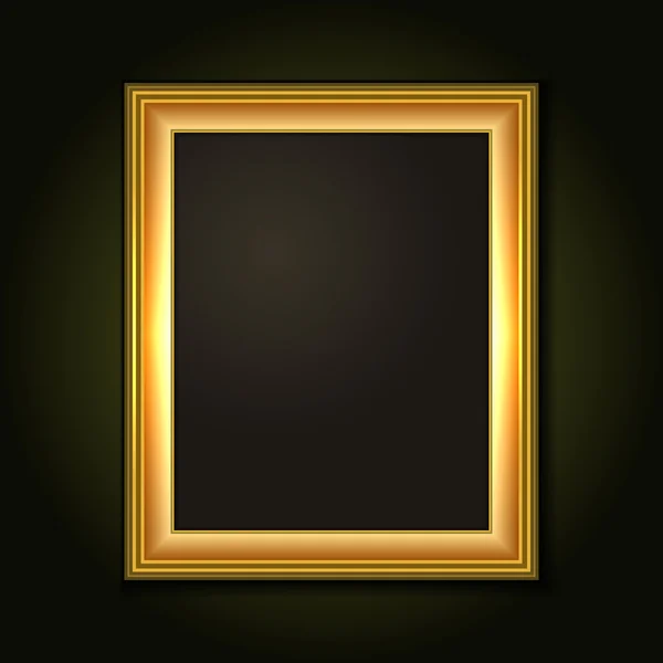 Gold Picture Frame with Dark Canvas — Stock Vector