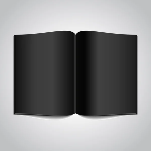 Abrir livro com páginas brilhantes pretas — Vetor de Stock