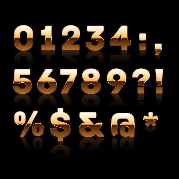 Conjunto de dígitos e personagens dourados 2 . —  Vetores de Stock