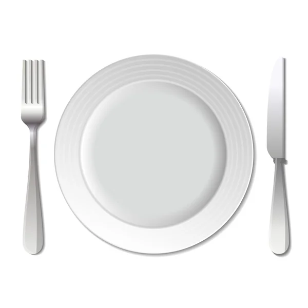 Diner plaat, mes en vork. vector. — Stockvector