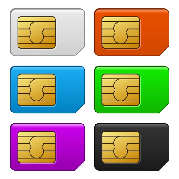 Zestaw kolorów kart SIM. Ilustracja wektorowa — Wektor stockowy