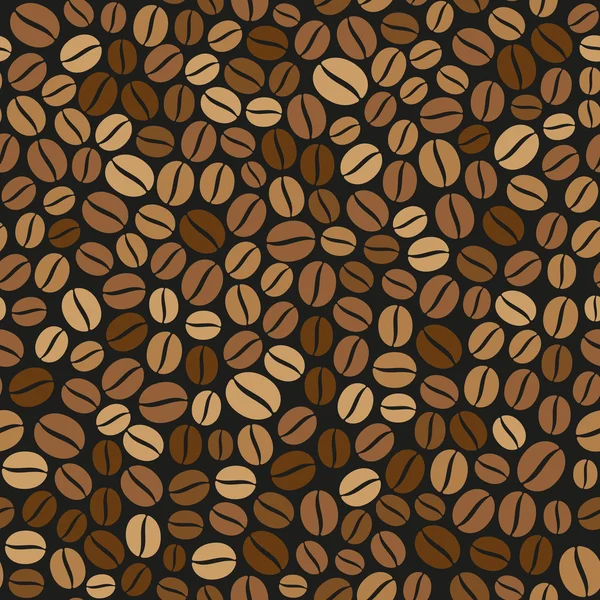 Granos de café patrón sin costura sobre fondo oscuro — Vector de stock