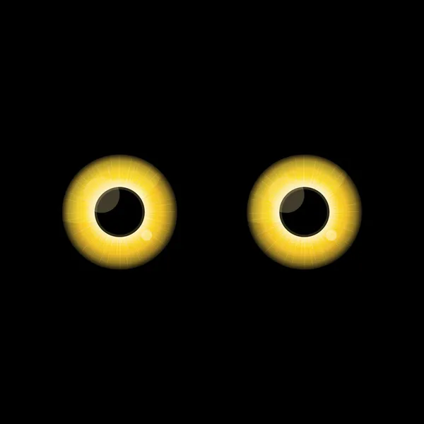 Yeux de chat jaune dans la nuit noire . — Image vectorielle