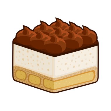 tatlı tiramisu ile üzerine beyaz izole amaretto. vektör