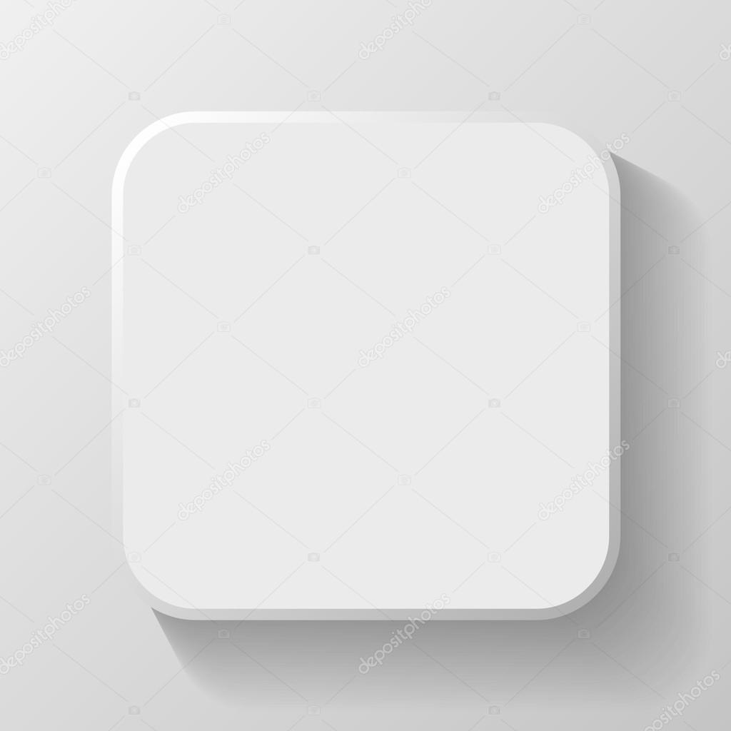 White Blank Icon Template for Web and Mobile Button with Shadow Vector
