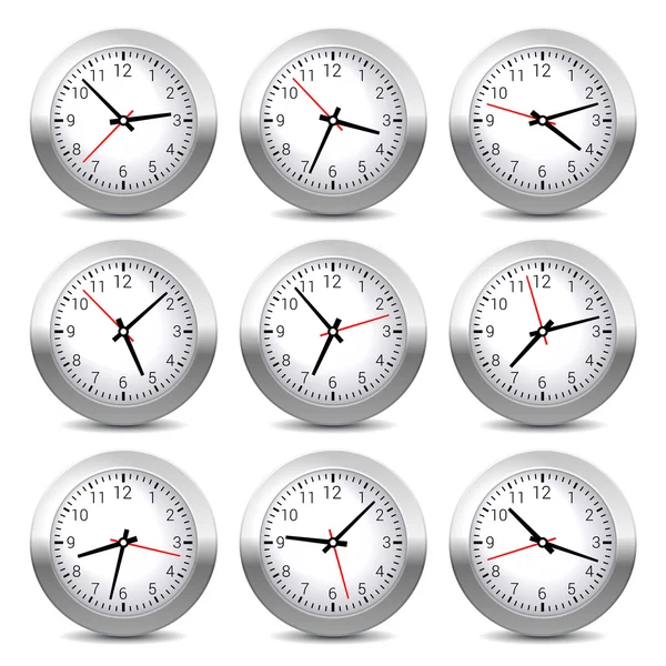 Reloj de pared conjunto sobre fondo blanco. Vector . — Archivo Imágenes Vectoriales