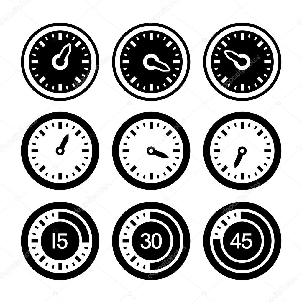 Dial and Timers Icons Set. Vector