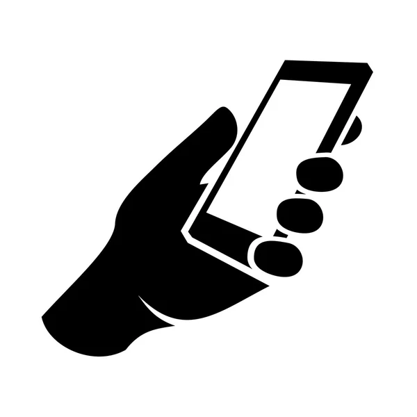 Icono del teléfono móvil en la mano. Vector — Vector de stock