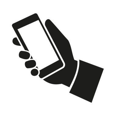 hareket eden telefon içinde el simgesi. vektör