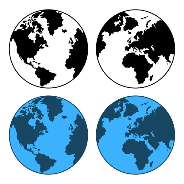 Mapa de la Tierra Conjunto aislado en blanco. Vector — Vector de stock