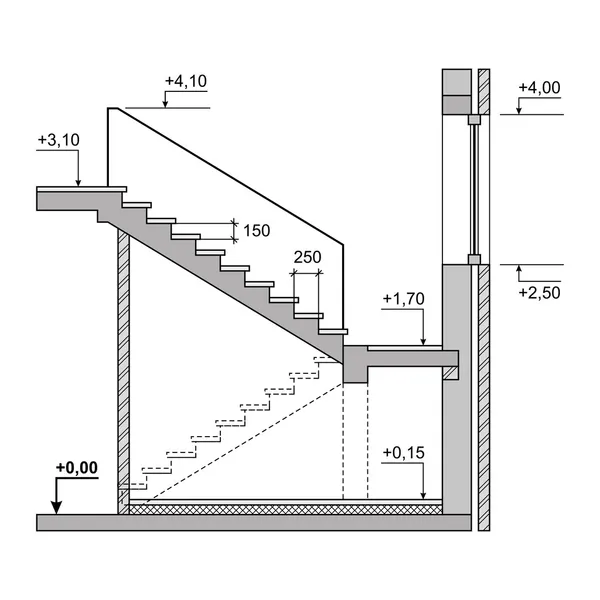 Proyecto de Escaleras de Proyecto sobre Fondo Blanco. Vector — Archivo Imágenes Vectoriales