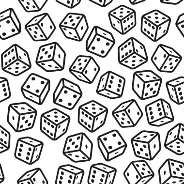 Gambling Dices Seamless Pattern on White Background. Vector