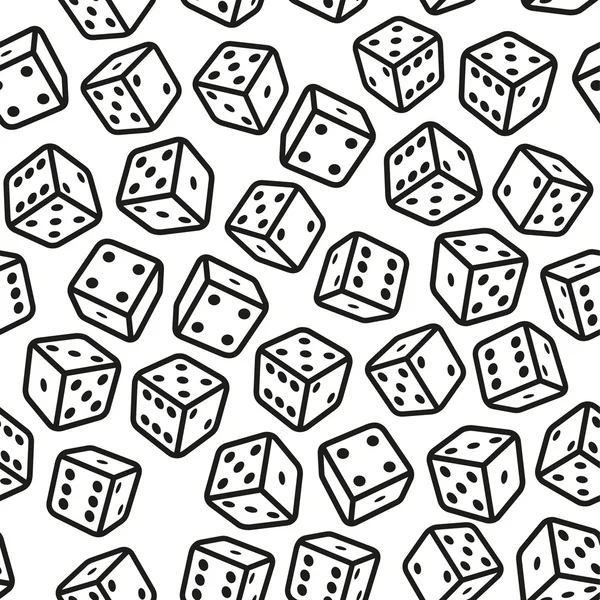 Gambling Dices Seamless Pattern di White Background. Vektor - Stok Vektor