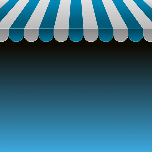 Toldo de tienda de tiras azul y blanca con espacio para texto.Vector — Vector de stock